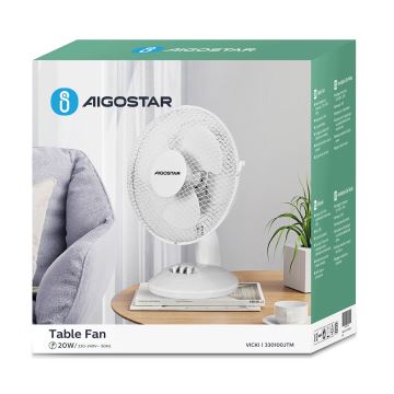 Aigostar - Bordsfläkt 20W/230V vit