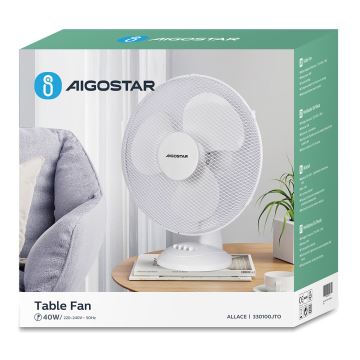 Aigostar - Bordsfläkt 40W/230V vit