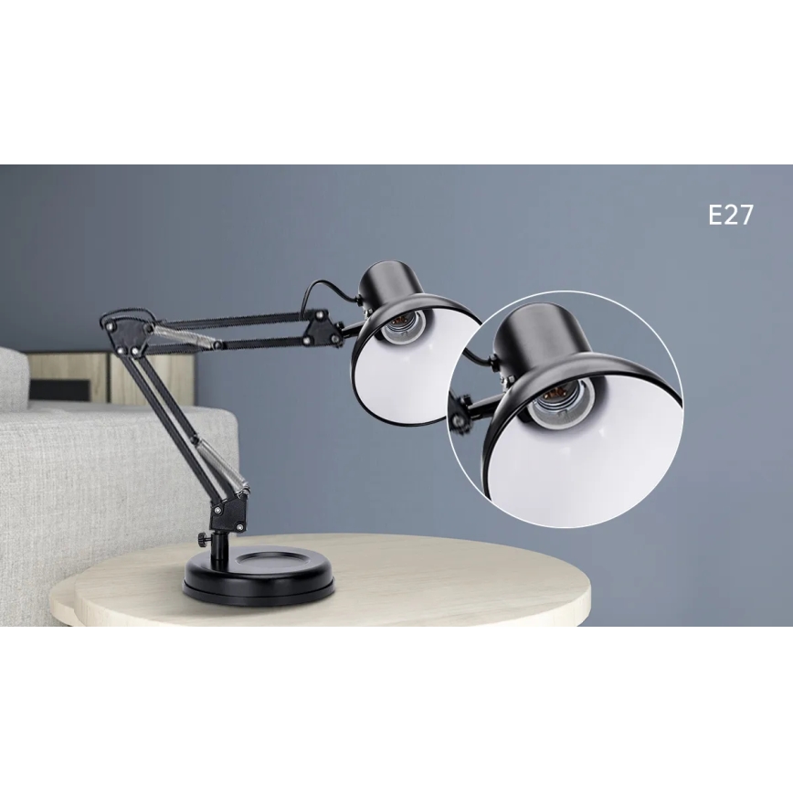 Aigostar - Bordslampa 2i1 1xE27/40W/230V svart