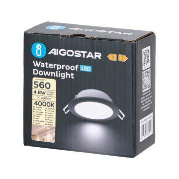 Aigostar - Infälld LED badrumsbelysning LED/4,8W/230V 4000K svart IP65