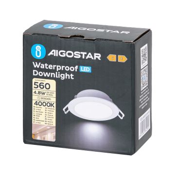 Aigostar - Infälld LED badrumsbelysning LED/4,8W/230V 4000K vit IP65