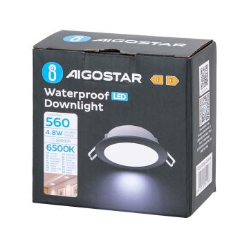 Aigostar - Infälld LED badrumsbelysning LED/4,8W/230V 6500K svart IP65