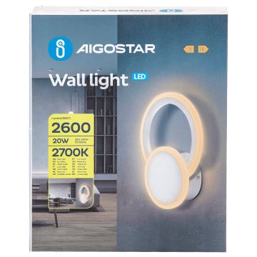 Aigostar - LED väggbelysning LED/20W/230V 2700K vit