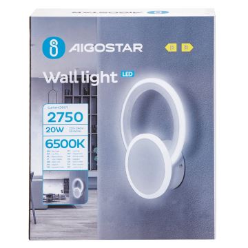 Aigostar - LED väggbelysning LED/20W/230V 6500K vit