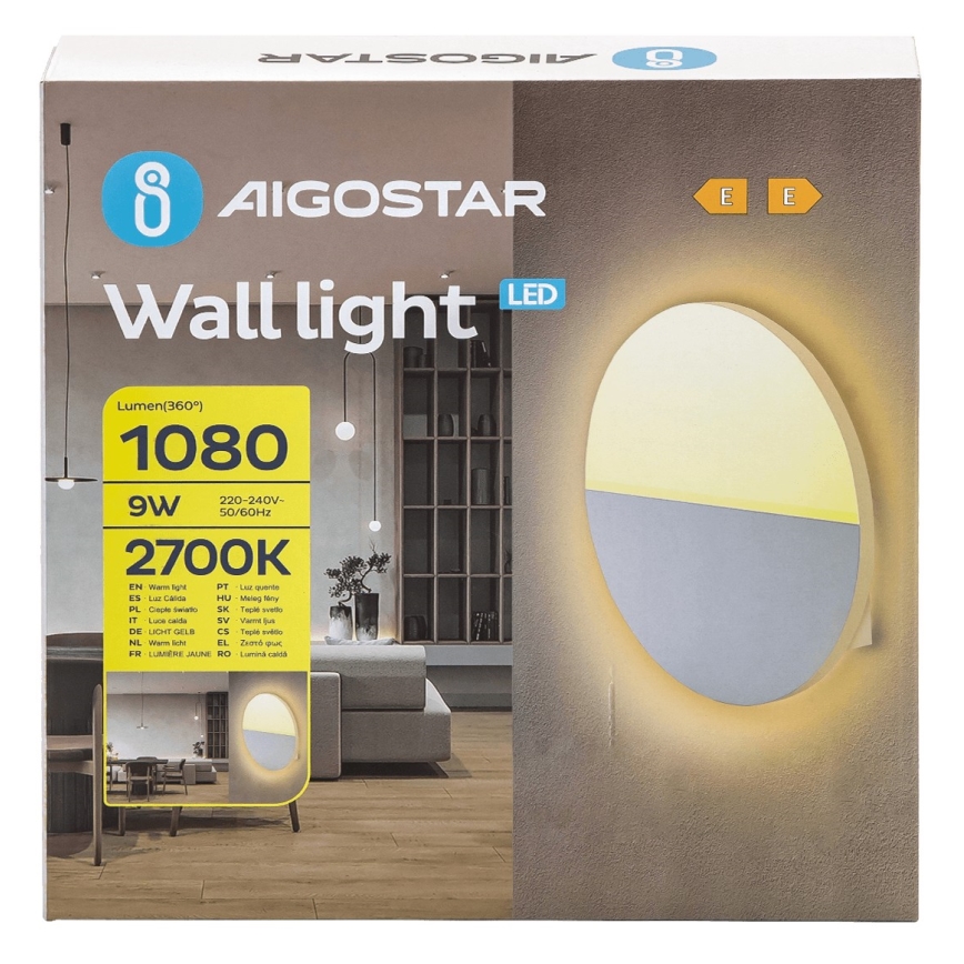 Aigostar - LED väggbelysning LED/9W/230V 2700K vit