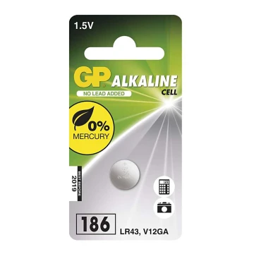 Alkaliska knappcellsbatterier LR43 GP ALKALINE 1,5V/70 mAh