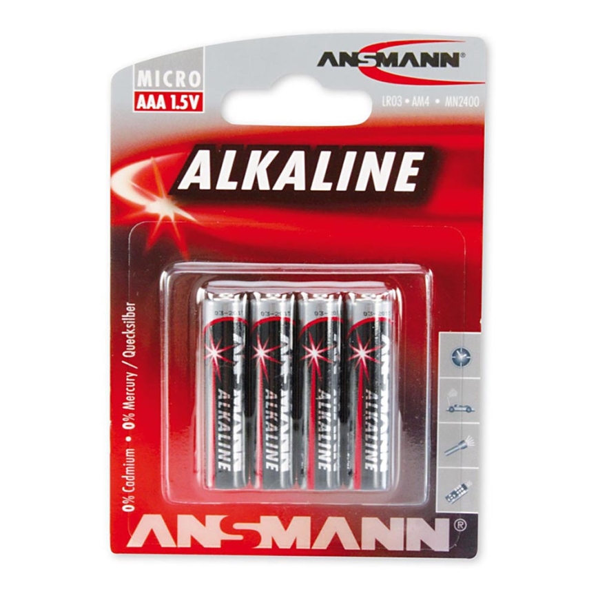 Ansmann 09630 LR03 AAA röd - 4st alkaliska batterier 1.5V