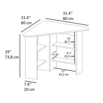 Arbetsbord CORNER 73,8x80 cm antracit