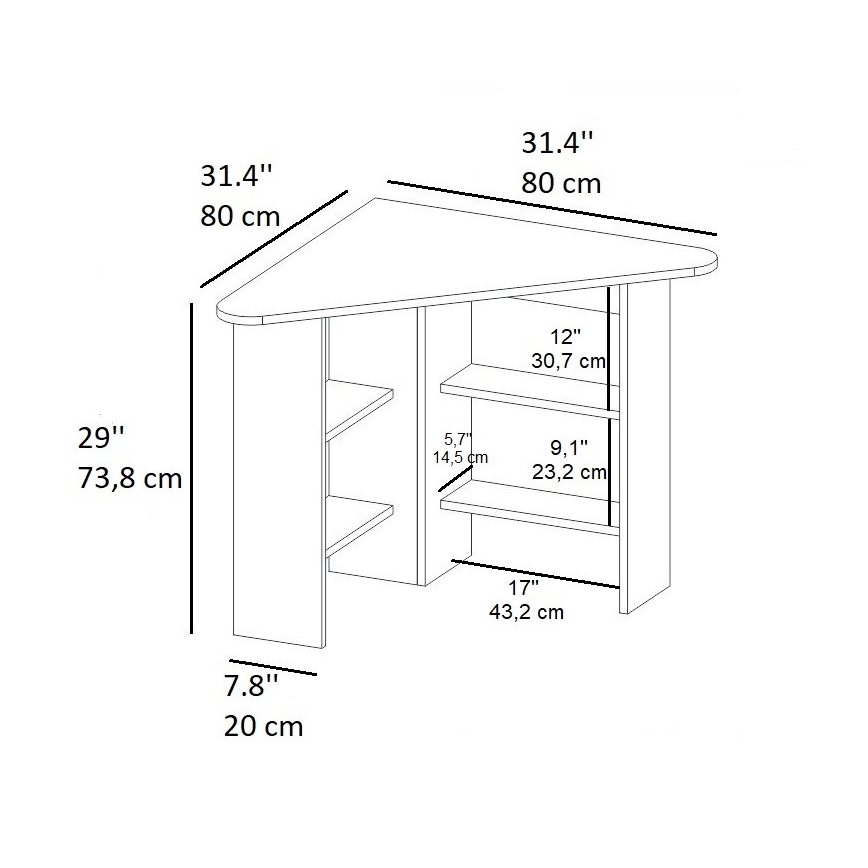 Arbetsbord CORNER 73,8x80 cm antracit