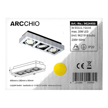 Arcchio - LED taklampa RONKA 3xGU10/11,5W/230V