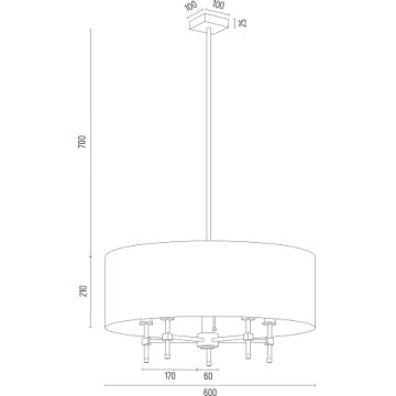 Argon 2146 - Pendelkrona ABBANO 5xE14/7W/230V mässing/grön