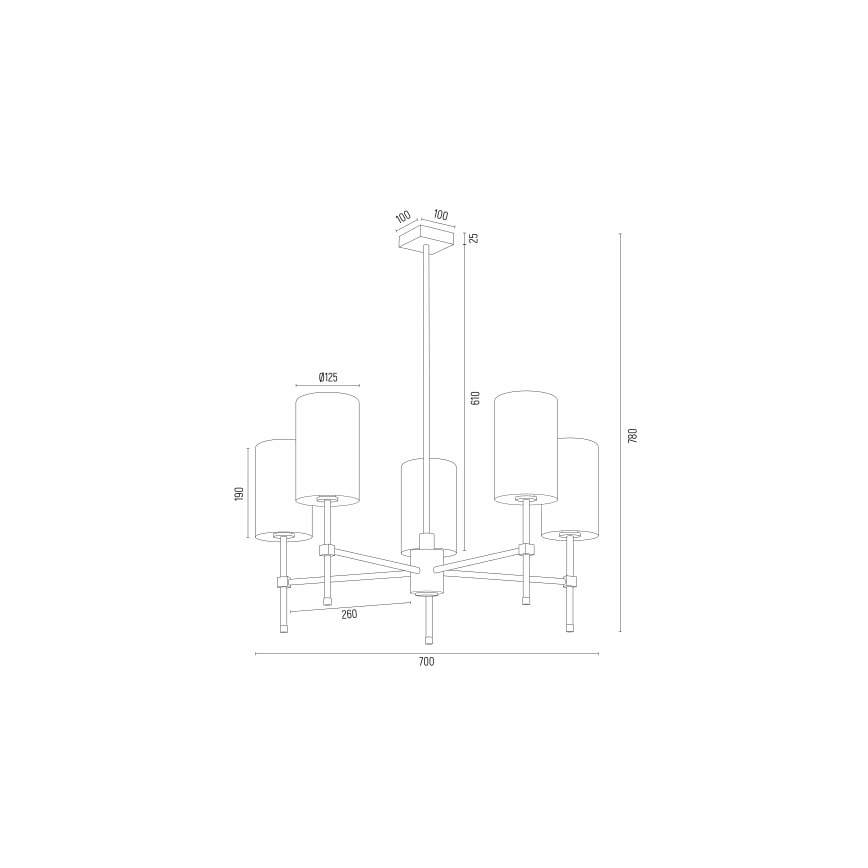 Argon 2147 - Pendelkrona ABRUZZO 5xE14/7W/230V mässing/grön