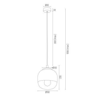 Argon 4676 - Takkkrona på ett snöre  BALTIMORE 1xE27/15W/230V skinande krom 