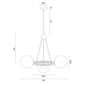 Argon 6150 - Pendelkrona AMALFI 3xE27/15W/230V svart/vit