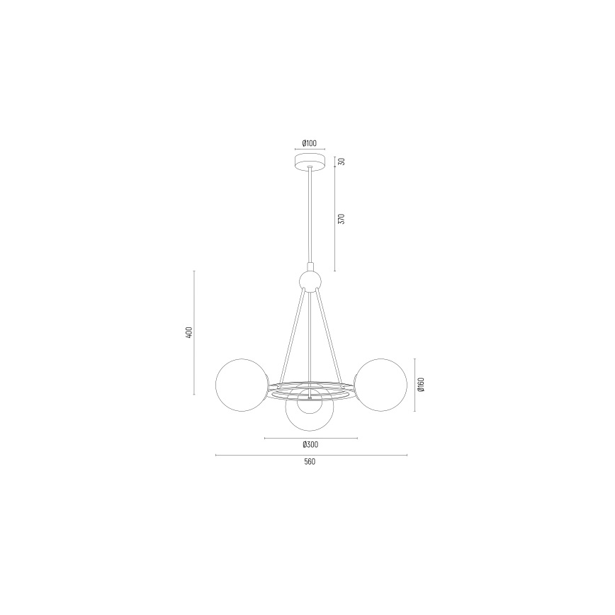 Argon 6150 - Pendelkrona AMALFI 3xE27/15W/230V svart/vit