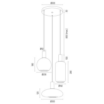 Argon 6323 - Ljuskrona med textilsladd SAGUNTO PLUS 3xE27/15W/230V svart