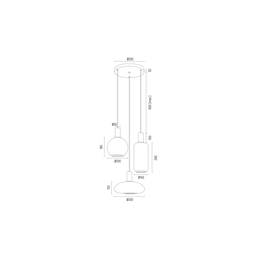 Argon 6323 - Ljuskrona med textilsladd SAGUNTO PLUS 3xE27/15W/230V svart