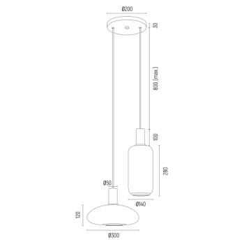 Argon 7214 - Ljuskrona med textilsladd SAGUNTO PLUS 2xE27/15W/230V svart