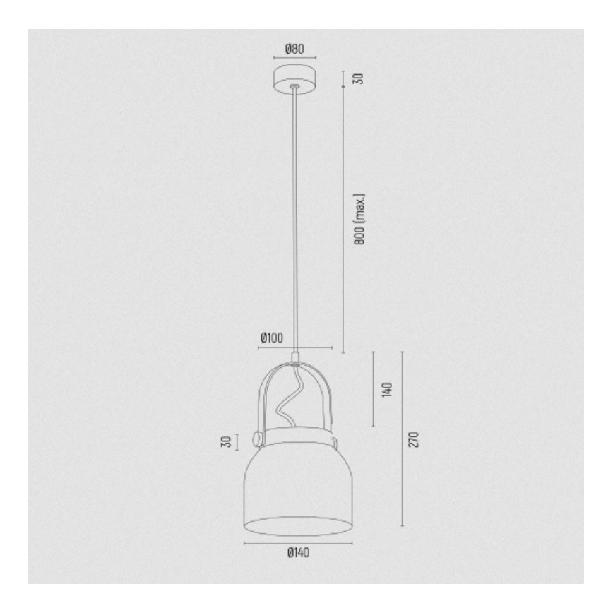 Argon 8291 - Ljuskrona med textilsladd LOGAN 1xE27/15W/230V diameter 14 cm svart