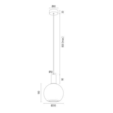 Argon 8564 - Ljuskrona med textilsladd SAGUNTO PLUS 1xE27/15W/230V diameter 20 cm svart