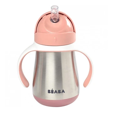 Beaba - Thermo-insulated mug med en straw 250 ml rosa