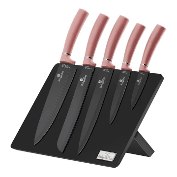 BerlingerHaus - Set av rostfria knivar med magnetstativ 6 st rostfritt stål/roséguld