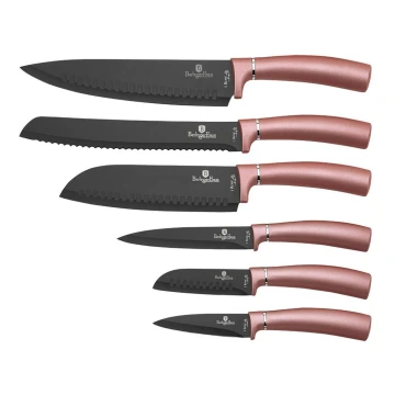 BerlingerHaus - Set med rostfria knivar 6 st roséguld/svart