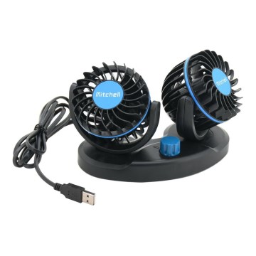 Bil dashboard fan med USB 3W/5V svart