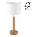 Bordslampa BENITA 1xE27/60W/230V 61 cm vit/ek – FSC certifierade