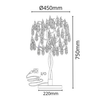 Bordslampa i kristall 5xG9/40W/230V guld