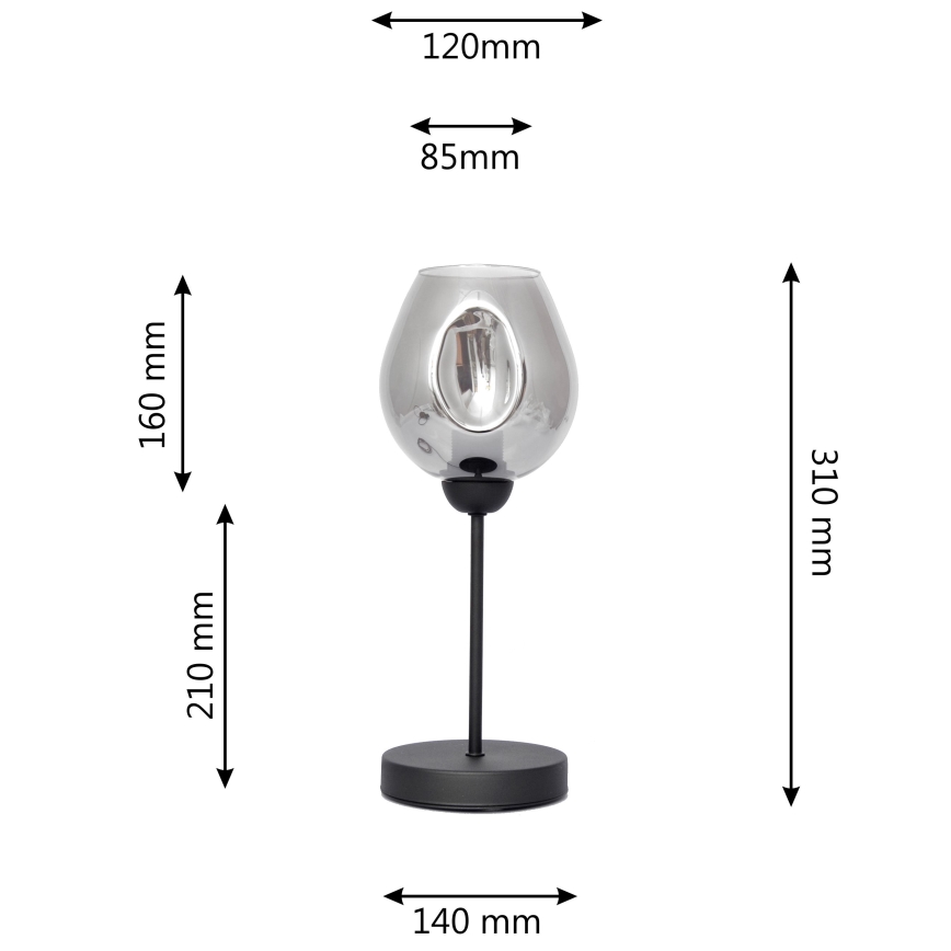 Bordslampa LILI 1xE27/15W/230V svart/grå