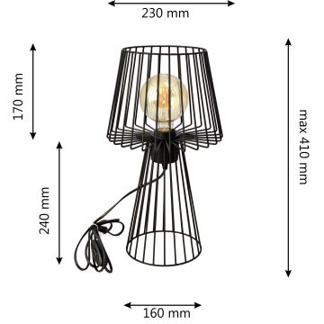 Bordslampa TORRI 1xE27/15W/230V svart