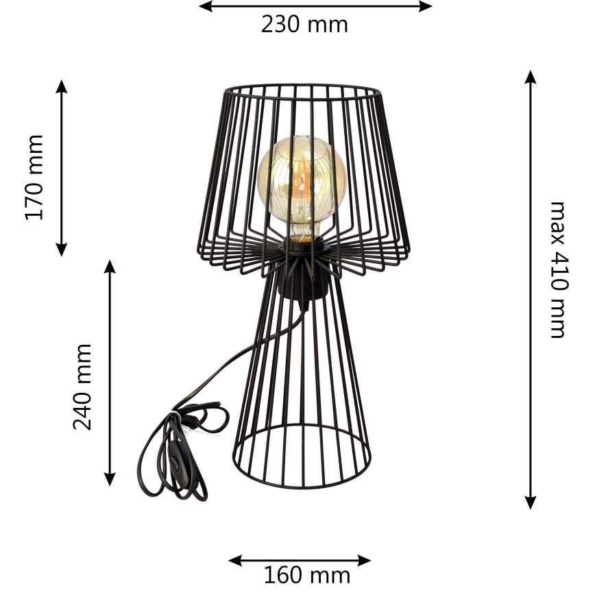 Bordslampa TORRI 1xE27/15W/230V svart