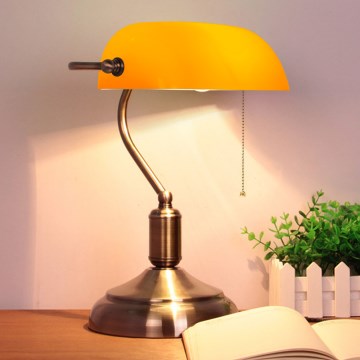 Brilagi - Bordslampa BANK OFFICE 1xE27/60W/230V mässing/orange