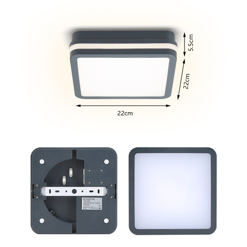 Brilagi - LED belysning med sensor för utomhusbruk BENE LED/18W/230V 22x22 cm antracit IP54