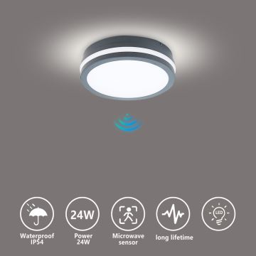 Brilagi - LED belysning med sensor för utomhusbruk BENE LED/18W/230V diameter 22 cm antracit IP54