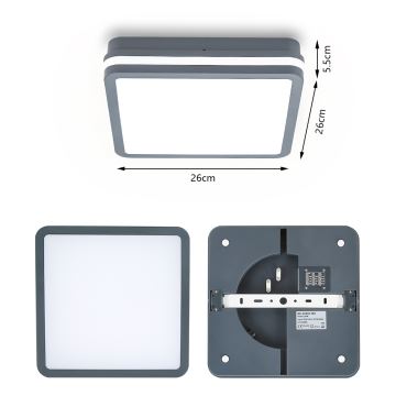 Brilagi - LED belysning med sensor för utomhusbruk BENE LED/24W/230V 26x26 cm antracit IP54