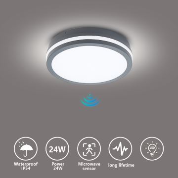 Brilagi - LED belysning med sensor för utomhusbruk BENE LED/24W/230V diameter 26 cm antracit IP54