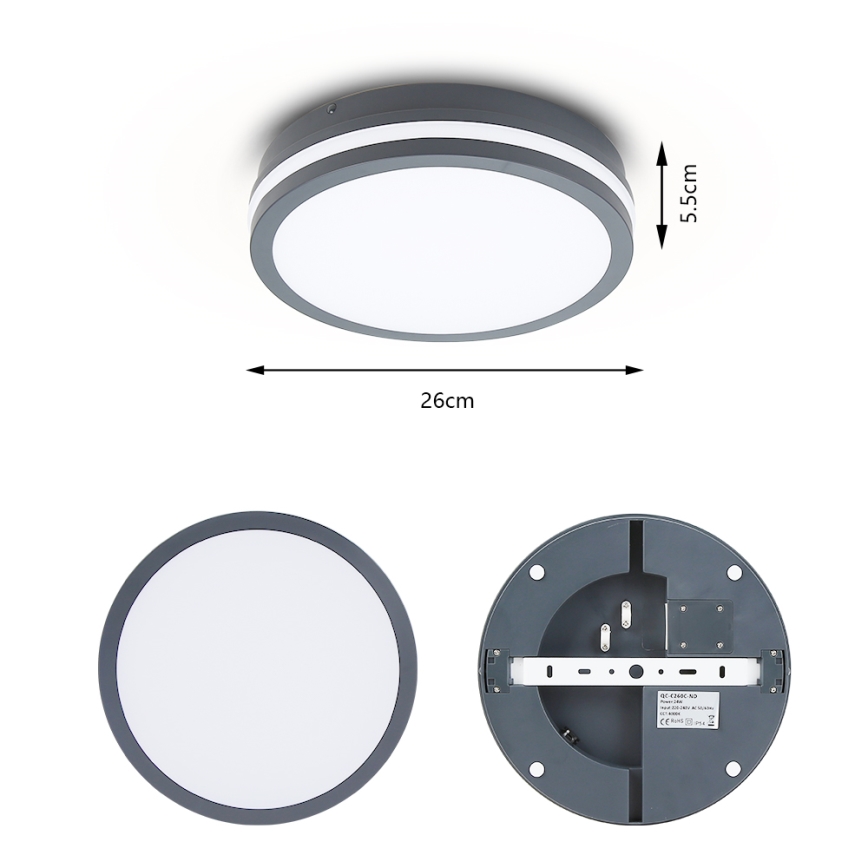 Brilagi - LED belysning med sensor för utomhusbruk BENE LED/24W/230V diameter 26 cm antracit IP54