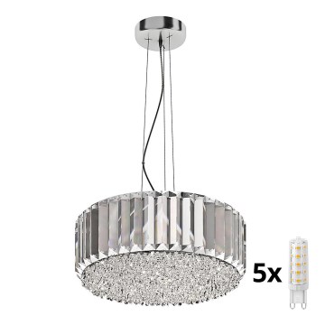 Brilagi - LED Kristallkrona med textilsladd GLAMOUR 5xG9/42W/230V