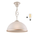 Brilagi - LED pendelljuskrona ANTICO 1xE27/60W/230V vit patina