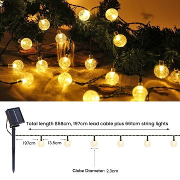 Brilagi - LED Solar Dekorativ slinga BUBBLE 50xLED/8 funktioner 7m IP65 varm vit