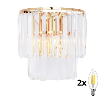 Brilagi - LED Vägglampa i kristall MOZART 2xE14/40W/230V guld