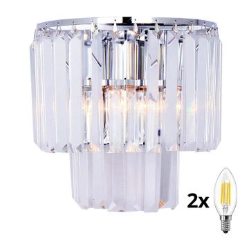 Brilagi - LED Vägglampa i kristall MOZART 2xE14/40W/230V skinande krom