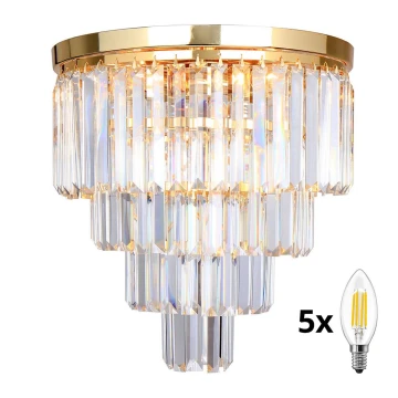 Brilagi - LED Vägglampa i kristall MOZART 5xE14/40W/230V guld