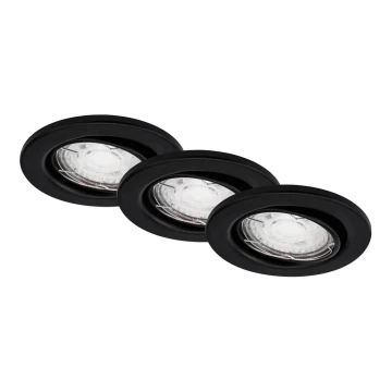 Brilo - KIT 3x Infälld LED badrumsbelysning 1xGU10/5W/230V IP23 svart