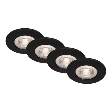 Brilo - KIT 4x Infälld LED badrumsbelysning LED/4,9W/230V IP44 svart