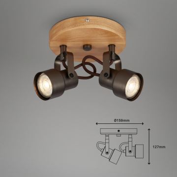 Briloner 2872-025R - LED spotlight SPOTLIGHT 2xGU10/5W/230V brun