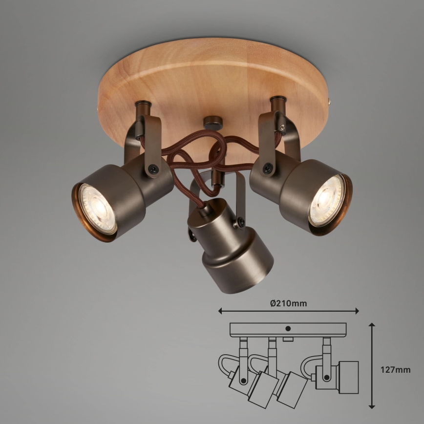 Briloner 2872-035 - LED spotlight SPOTLIGHT 3xGU10/5W/230V brun