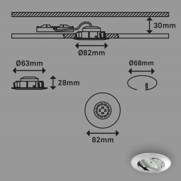 Briloner 7209-038 - KIT 3x Infälld LED badrumsbelysning LED/5W/230V IP23